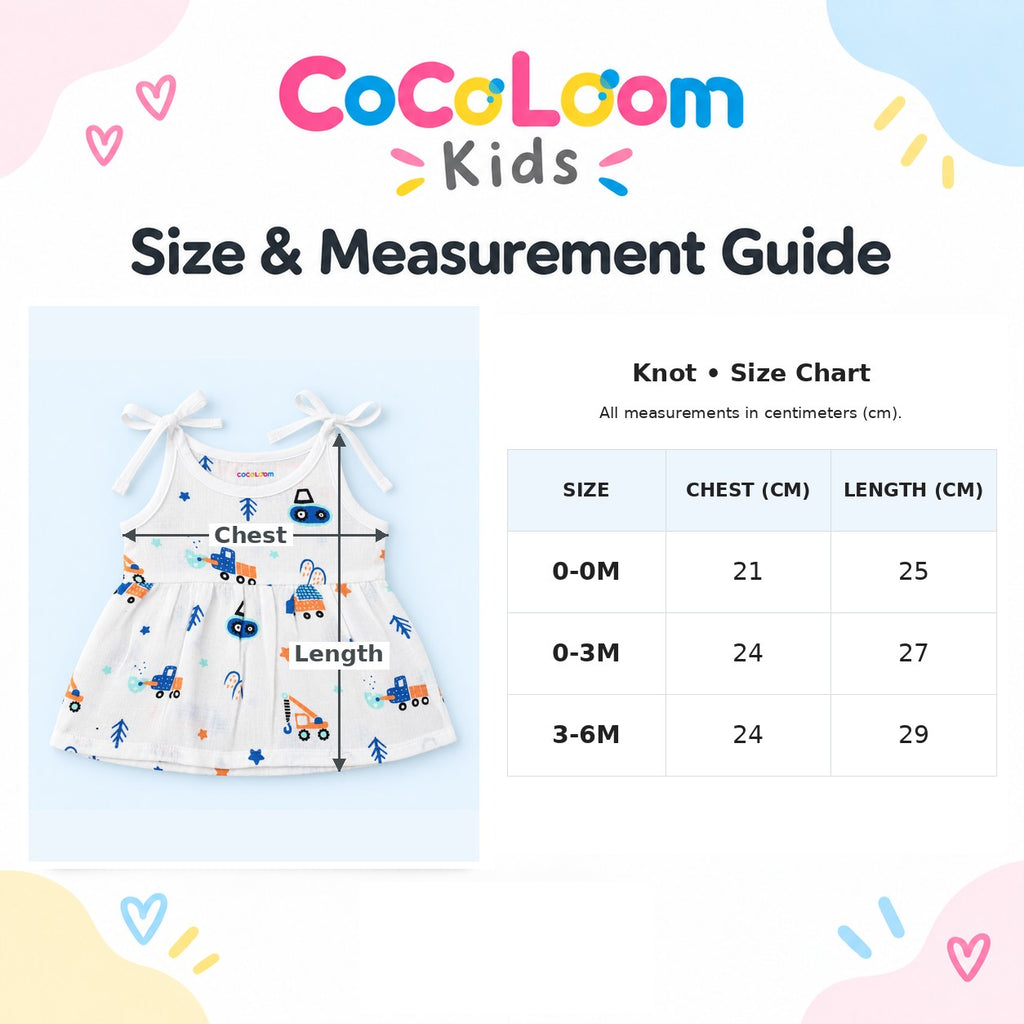 Cotton Muslin Knot Baby Frock - Crane Crew Print | New Born