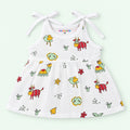 Cotton Muslin Knot Baby Frock - Farm Buddies Print | New Born