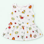 Cotton Muslin Baby Frock - Farm Buddies | Button Closure | 0-3 Months