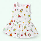 Cotton Muslin Baby Frock - Farm Buddies | Button Closure | 0-3 Months