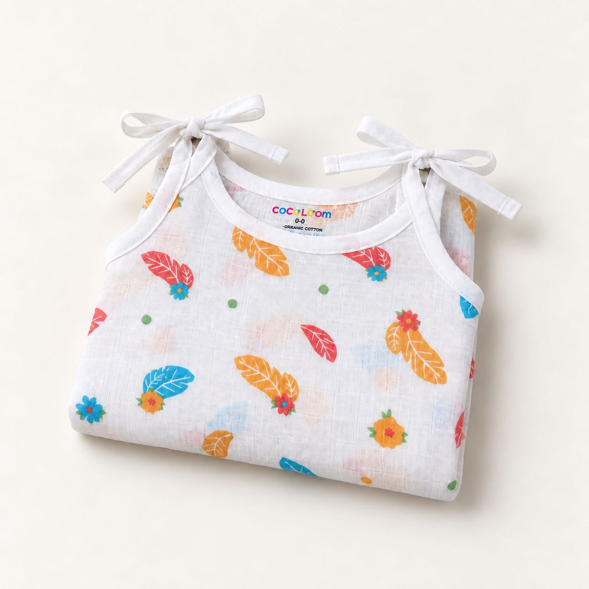 Cotton Muslin Knot Baby Jabla - Feathers Print | New Born