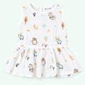 Cotton Muslin Baby Frock - Frosty Forest Print | Button Closure| 6-12 Months