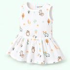 Cotton Muslin Baby Frock - Frosty Forest Print | Button Closure| 6-12 Months
