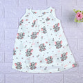 Baby Elly Baby sleeveless frock in white with zip, printed with elephant pattern