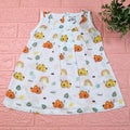 Koala Dreams baby sleeveless frock in white with zip printed with bear and rainbow pattern