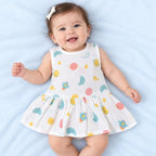 Cotton Muslin Baby Frock - Galaxy Nights Print | Button Closure| 6-12 Months
