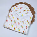 Popsicles baby hooded towel in white, printed with popsicles and ice-cream pattern