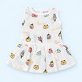 Cotton Muslin Baby Frock - Ice Cream Print | Button Closure | 0-3 Months