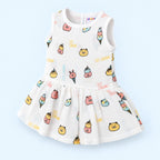 Cotton Muslin Baby Frock - Ice Cream Print | Button Closure | 0-3 Months