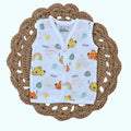 Koala Dreams baby sleeveless top in white with snap buttons printed with bear and rainbow pattern