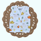 Koala Dreams baby sleeveless top in white with snap buttons printed with bear and rainbow pattern