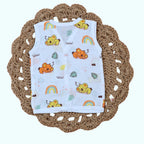 Koala Dreams baby sleeveless top in white with snap buttons printed with bear and rainbow pattern