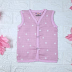 Pink Daisy baby top in pink with snap buttons printed with white floral patterns