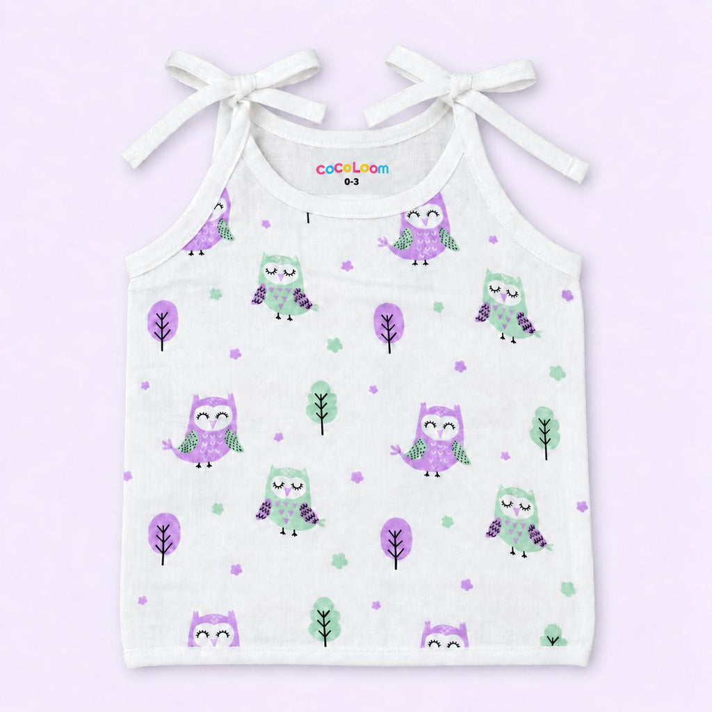 Cotton Muslin Knot Baby Jabla - Little Hoots Print | 0-3 Months