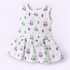 Cotton Muslin Baby Frock - Little Hoots Print | Button Closure | 6-12 Months
