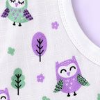 Cotton Muslin Baby Frock - Little Hoots Print | Button Closure | 6-12 Months