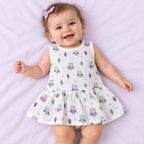 Cotton Muslin Baby Frock - Little Hoots Print | Button Closure | 6-12 Months