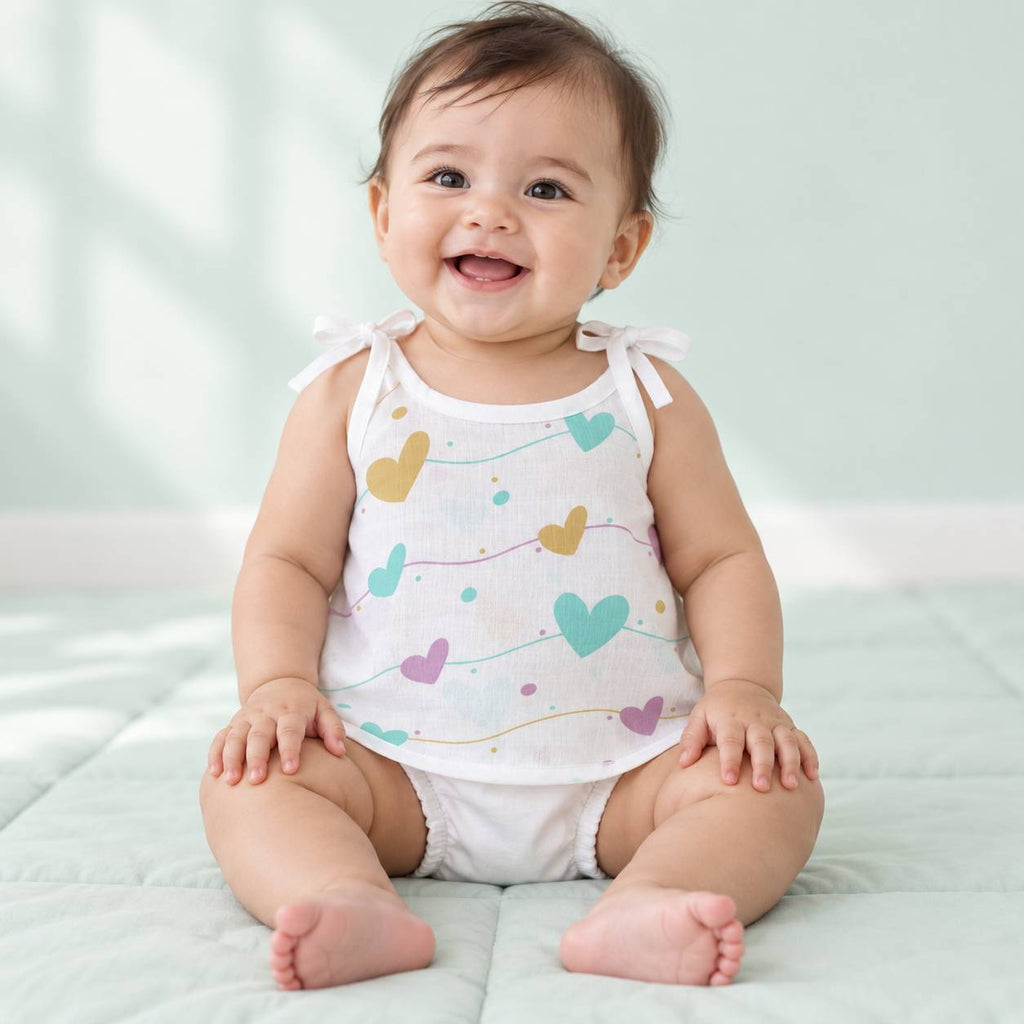 Cotton Muslin Knot Baby Jabla - Love Lines Print | New Born