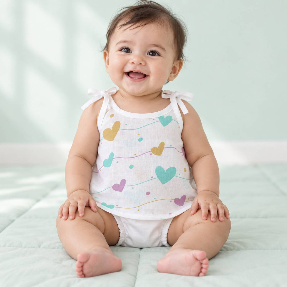 Cotton Muslin Knot Baby Jabla - Love Lines Print | New Born