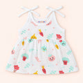 Cotton Muslin Knot Baby Frock - Little Veggies Print | New Born