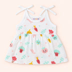 Cotton Muslin Knot Baby Frock - Little Veggies Print | New Born