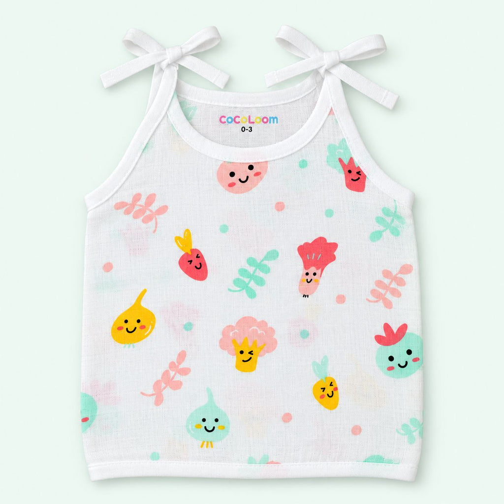 Cotton Muslin Knot Baby Jabla - Little Veggies Print | 0-3 Months