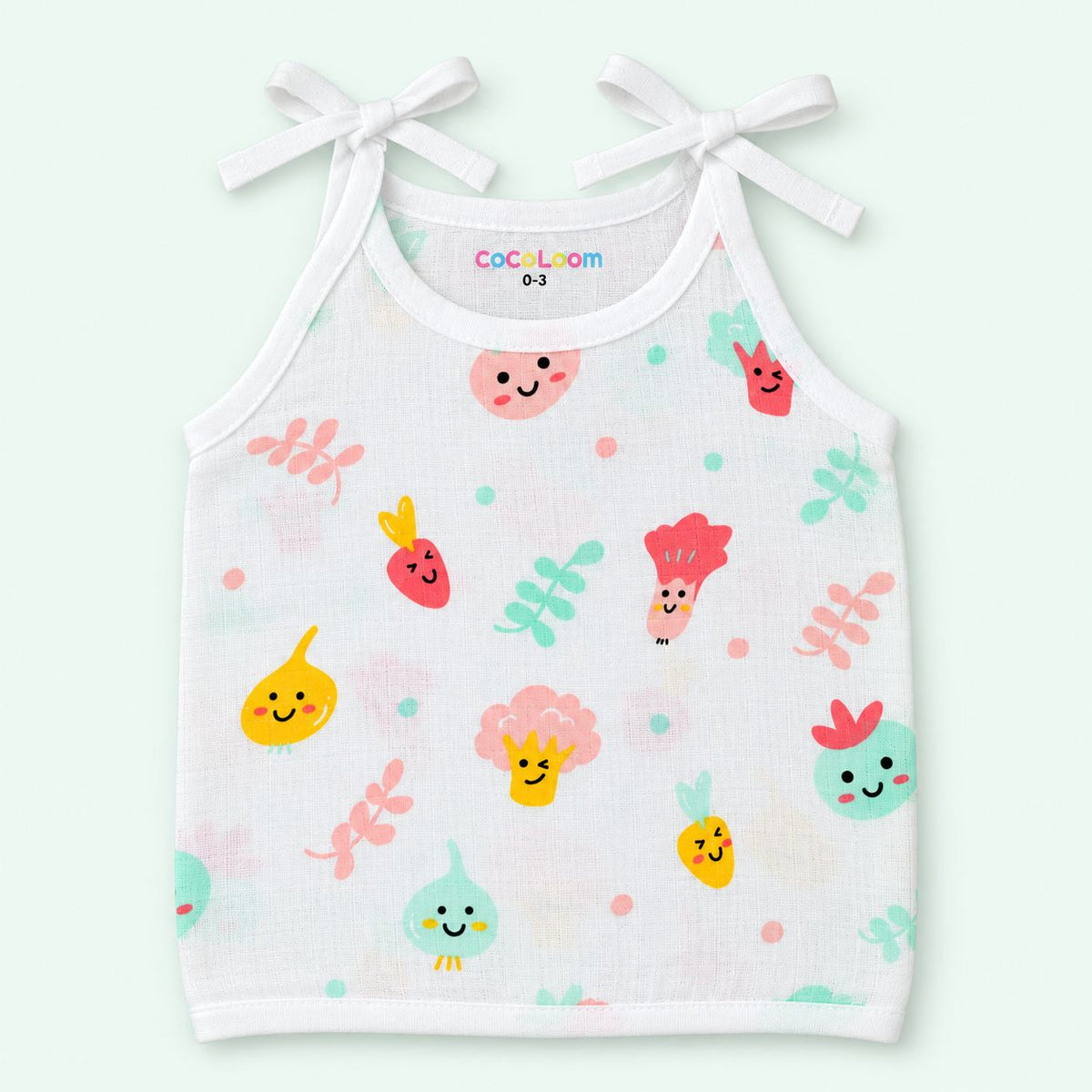 Cotton Muslin Knot Baby Jabla - Little Veggies Print | 0-3 Months