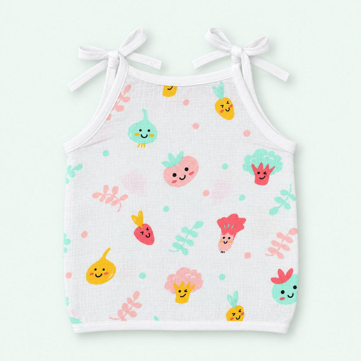 Cotton Muslin Knot Baby Jabla - Little Veggies Print | 0-3 Months