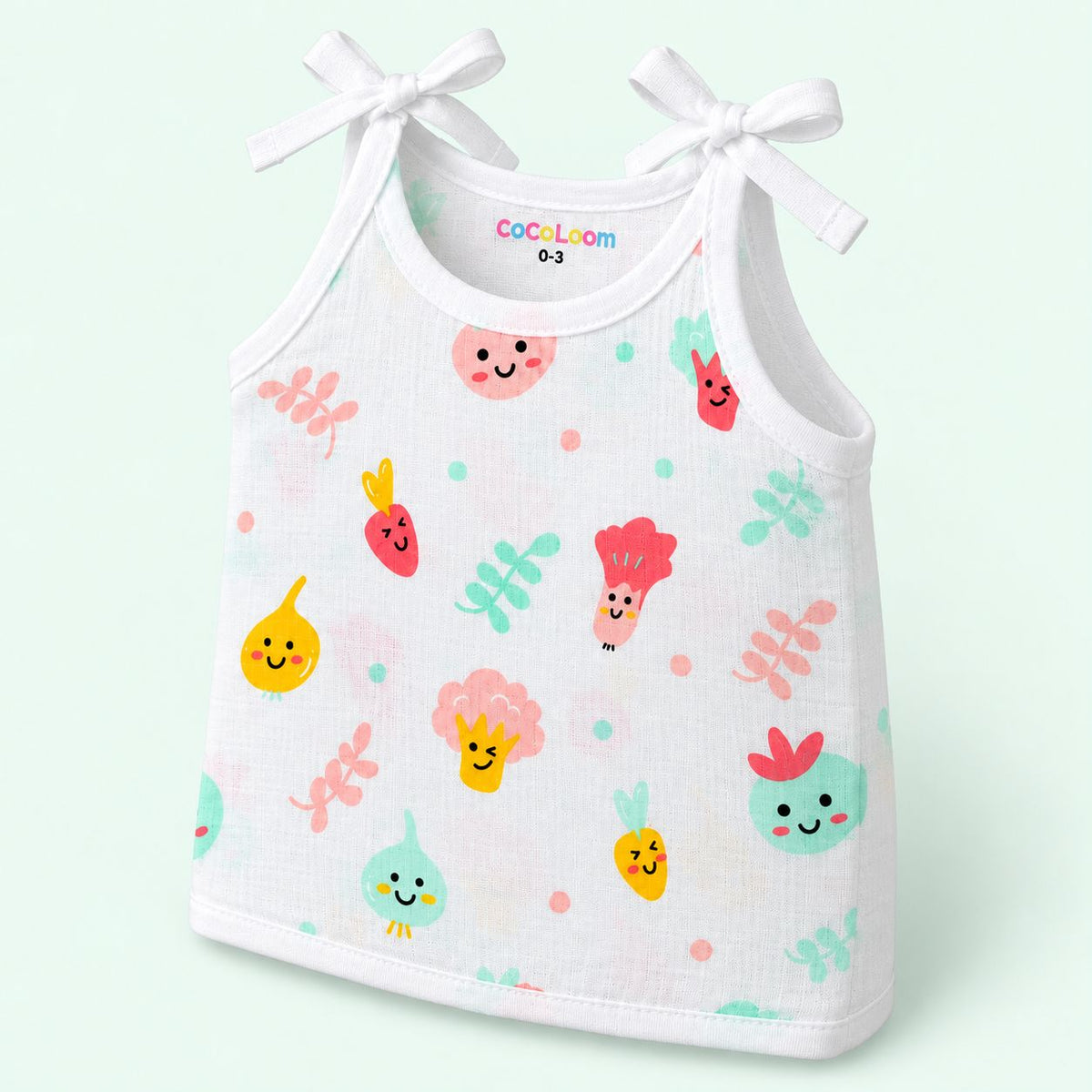 Cotton Muslin Knot Baby Jabla - Little Veggies Print | 0-3 Months