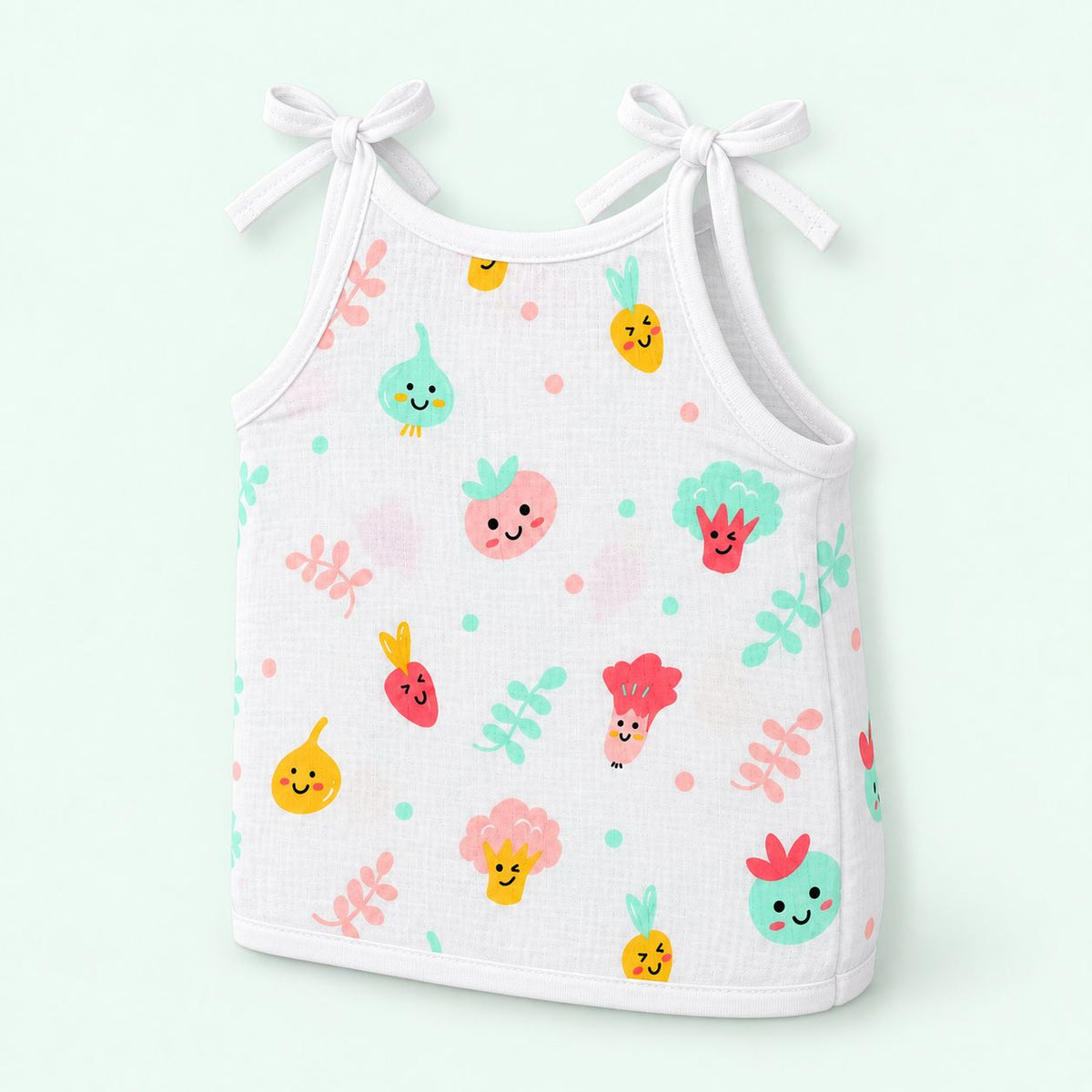Cotton Muslin Knot Baby Jabla - Little Veggies Print | 0-3 Months