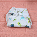 Aqua Babies Baby nappy in white with tie up knot print in light blue aquatic life