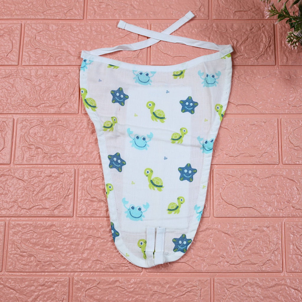 Aqua Babies Baby nappy in white with tie up knot print in light blue aquatic life