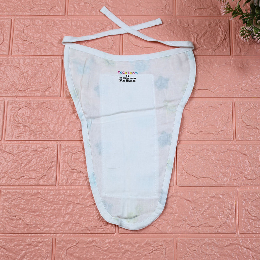 Aqua Babies Baby nappy in white with tie up knot print in light blue aquatic life