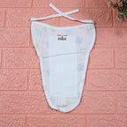 Aqua Babies Baby nappy in white with tie up knot print in light blue aquatic life