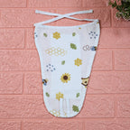 Honey Bloom Baby nappy in white with tie up knot printed with floral and bee pattern