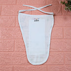 Honey Bloom Baby nappy in white with tie up knot printed with floral and bee pattern