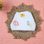 Safari Snuggles Baby Nappy in white with tie up knots, printed with colorful jungle animal prints