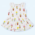 Cotton Muslin Baby Frock - Popsicles Print | Button Closure| 0-3 Months
