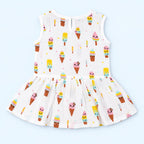 Cotton Muslin Baby Frock - Popsicles Print | Button Closure | 6-12 Months