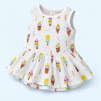 Cotton Muslin Baby Frock - Popsicles Print | Button Closure| 0-3 Months
