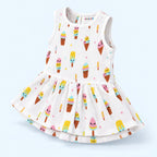 Cotton Muslin Baby Frock - Popsicles Print | Button Closure | 6-12 Months