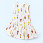 Cotton Muslin Baby Frock - Popsicles Print | Button Closure | 6-12 Months