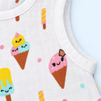 Cotton Muslin Baby Frock - Popsicles Print | Button Closure | 6-12 Months