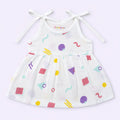 Cotton Muslin Knot Baby Frock - Shape Pops Print | New Born