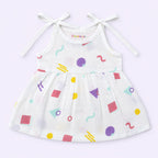 Cotton Muslin Knot Baby Frock - Shape Pops Print | New Born