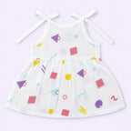 Cotton Muslin Knot Baby Frock - Shape Pops Print | New Born