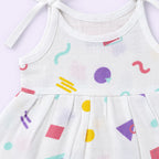 Cotton Muslin Knot Baby Frock - Shape Pops Print | New Born