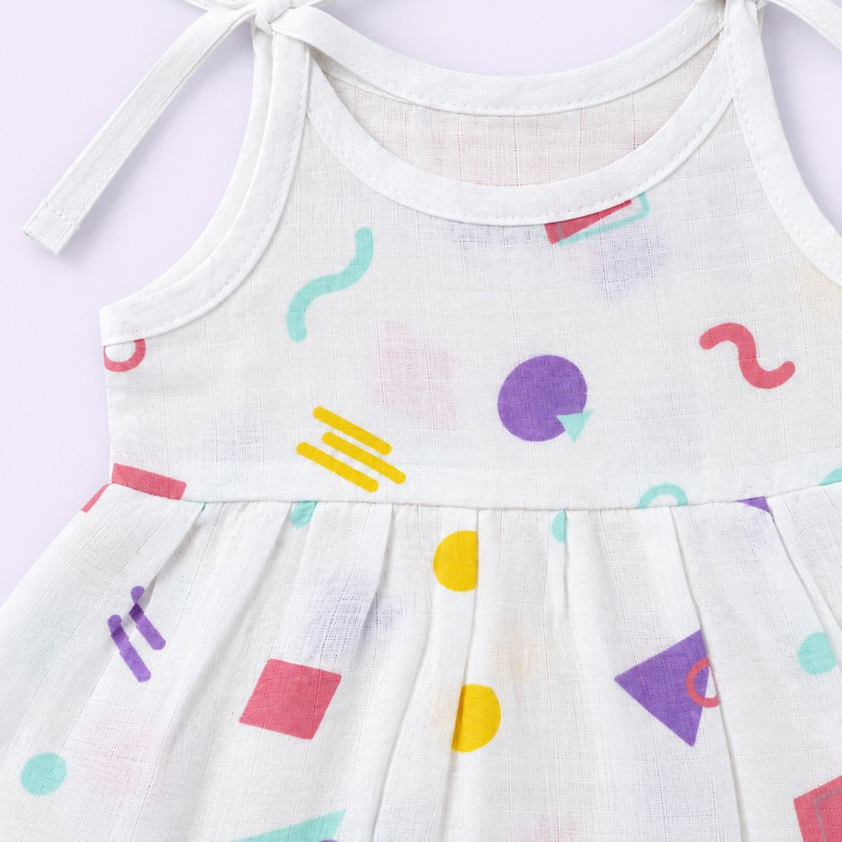 Cotton Muslin Knot Baby Frock - Shape Pops Print | New Born
