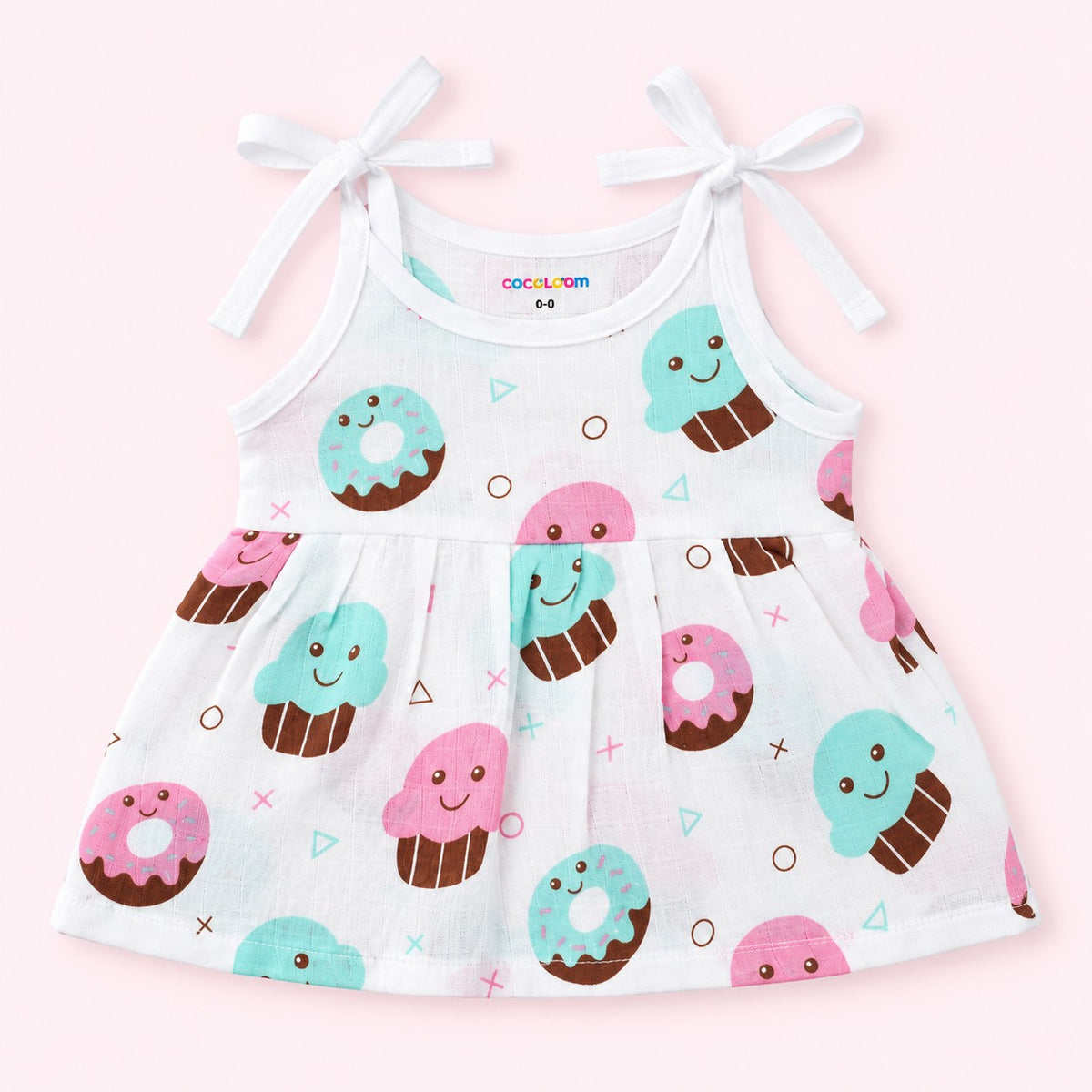 Cotton Muslin Knot Baby Frock - Sugar Rush Print | New Born