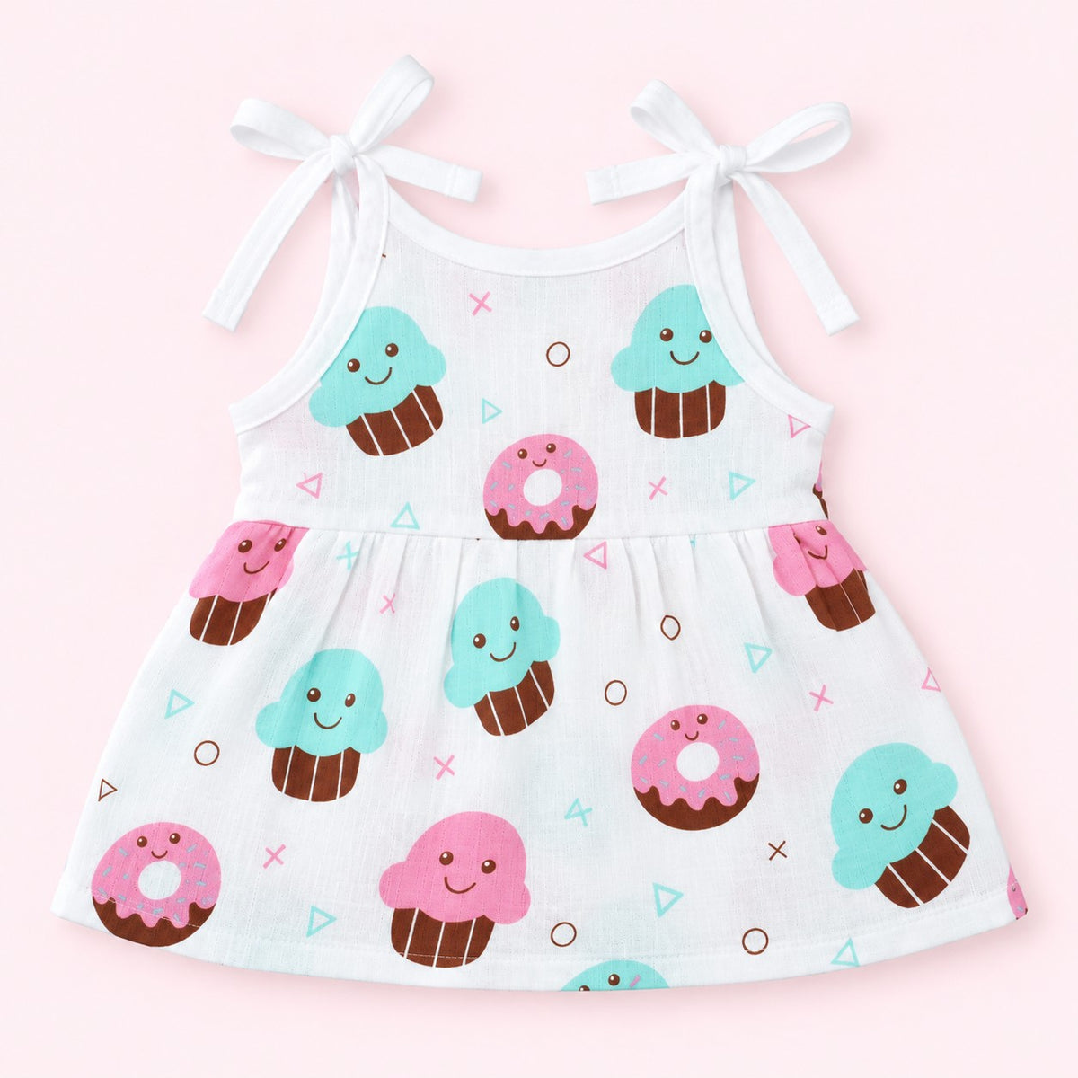 Cotton Muslin Knot Baby Frock - Sugar Rush Print | New Born